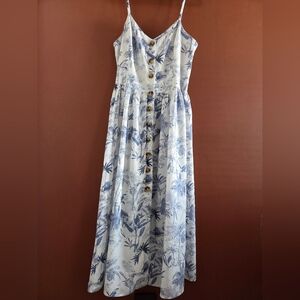 Mavi Linen Blend Tropical Print Midi Dress Size M (Fits S) NWOT